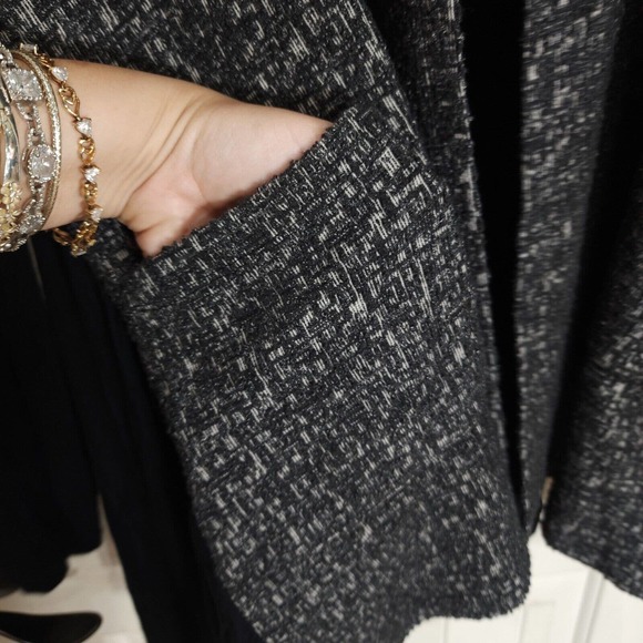 Logo Lori Goldstein Womens Cardigan Gray Knit Long Sleeve Open Front Sweater L - Picture 5 of 9